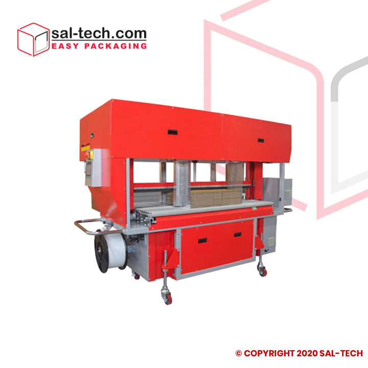 STEP TP-702CQ3-S Corrugated Strapper, Squaring & Back stop machine